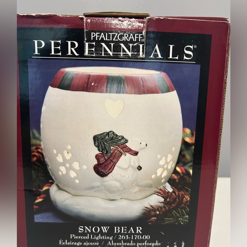 🟢Pfaltzgraff Perennials Snow Bear Pierced Lighting candle luminary.🟢